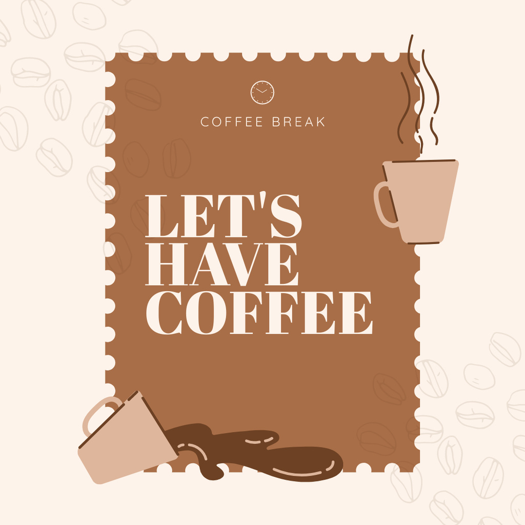 Coffee Shop Promotion With Illustration And Quote Instagram Tasarım Şablonu