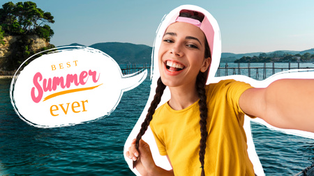 Summer Travelling Inspiration with Cute Young Girl Youtube Thumbnail Design Template