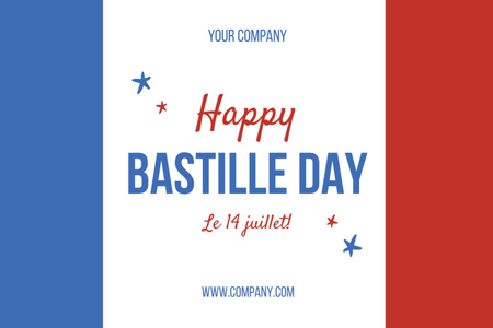 Greeting Card for Bastille Day Postcard 4x6in Design Template