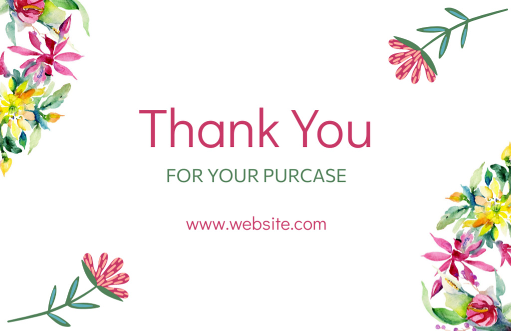 Thank You Message with Bright Spring Flowers Thank You Card 5.5x8.5in Design Template