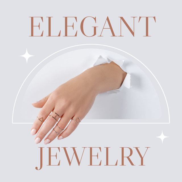 Jewelry Collection Announcement with Stylish Rings Instagram Πρότυπο σχεδίασης