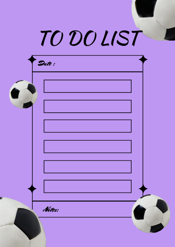 Sport Planner with Football Balls on Purple Schedule Planner Design Template