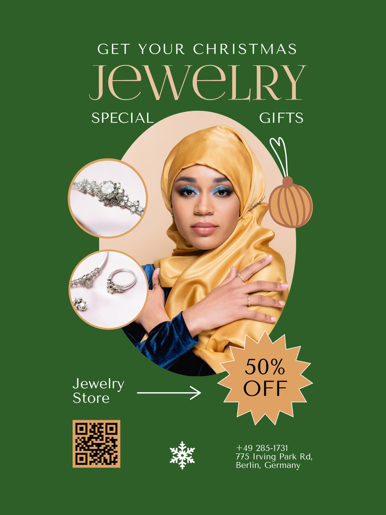 Plantilla de diseño de Jewelry Discount Offer on Christmas Poster 36x48in 