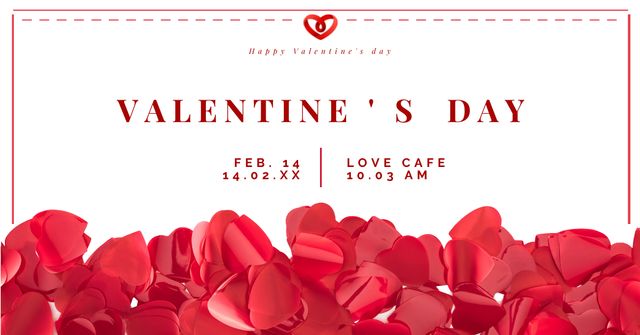 Announcement of Valentine's Day Party at Cafe Facebook ADデザインテンプレート