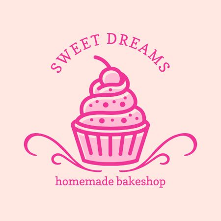Bakery Ad with Yummy Cupcake Logo Šablona návrhu