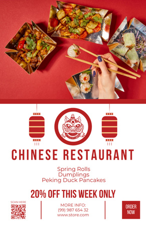 Akční týdenní sleva na pokrmy v čínské restauraci Recipe Card Šablona návrhu