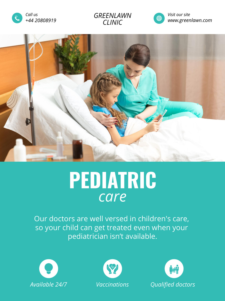 Pediatric Care Services Ad Poster US tervezősablon