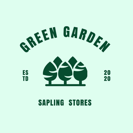 Emblem with Green Garden Trees Logo 1080x1080pxデザインテンプレート