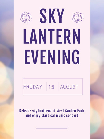 Sky lantern evening announcement on bokeh Poster US – шаблон для дизайну