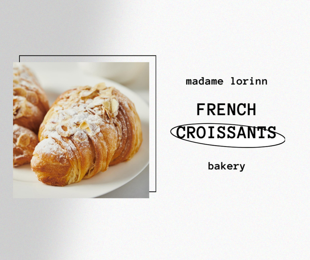 Bakery Ad with Fresh French Croissant Facebook Design Template