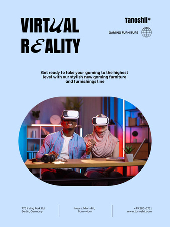 People in Virtual Reality Glasses Poster US Design Template