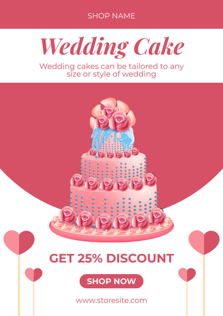Discount on Delicious Wedding Cakes Poster Šablona návrhu