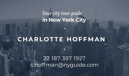 City Tour Guide Ad with Skyscrapers in Blue Business card Modelo de Design