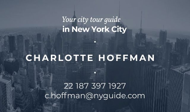 City Tour Guide Ad with Skyscrapers in Blue Business card Design Template