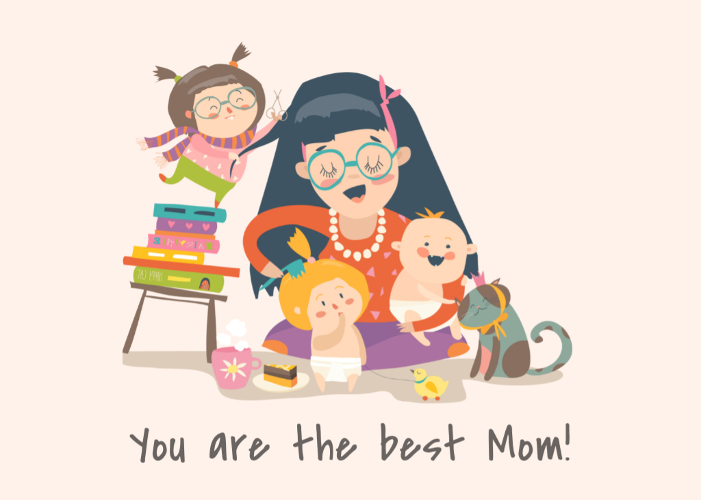 Ontwerpsjabloon van Postcard 5x7in van Holiday Greeting for Best Mom