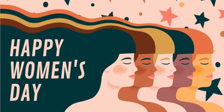 Women's Day Greeting with Women in Stars Twitter Design Template