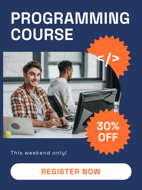 People studying at Programming Course Poster US – шаблон для дизайну
