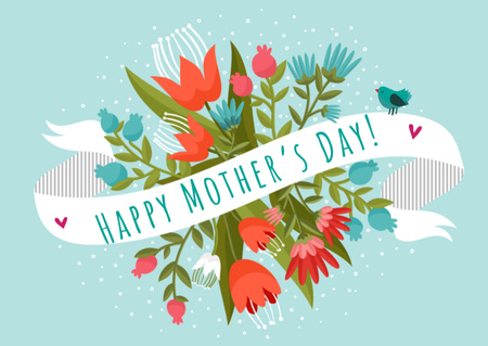 anyák napi üdvözlés fényes virágokkal Card tervezősablon