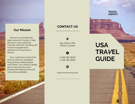 Travel Tour Offer to USA with highway Brochure 8.5x11in Design Template