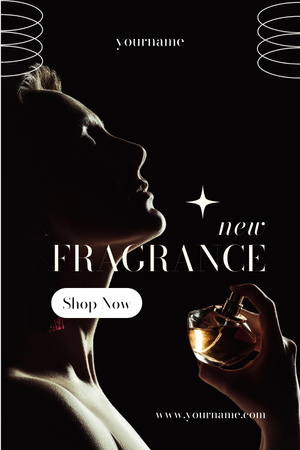 New Fragrance Ad with Beautiful Young Woman Pinterest Design Template