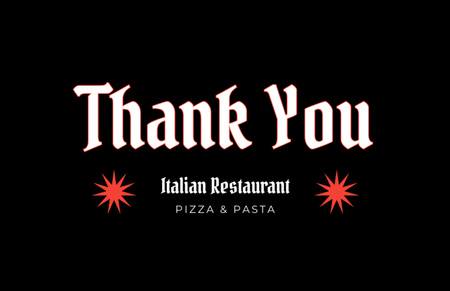 Modèle de visuel Message de remerciement du restaurant aux clients - Thank You Card 5.5x8.5in