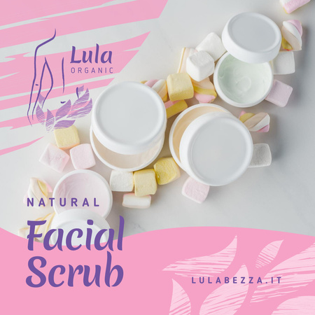 Cosmetics Ad Skincare Products with Marshmallow Instagram AD Design Template