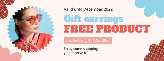 Gift Earrings Voucher With Promo Code Coupon Πρότυπο σχεδίασης