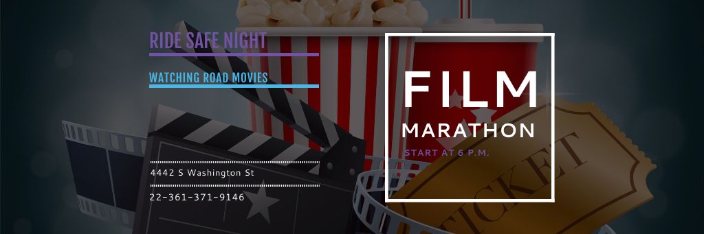 Film marathon night Announcement Email header Design Template