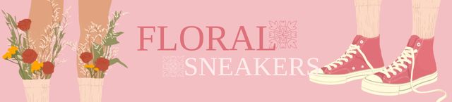 Modèle de visuel Cute Sneakers with Flowers - Ebay Store Billboard