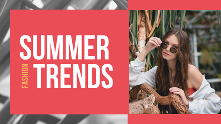Summer Fashion Ad Woman Wearing Sunglasses Youtube Thumbnail Design Template
