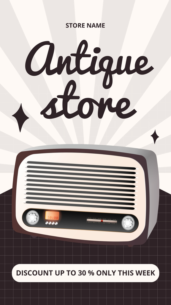 Modèle de visuel Retro Radio With Discounts Offer In Antique Shop - Instagram Story