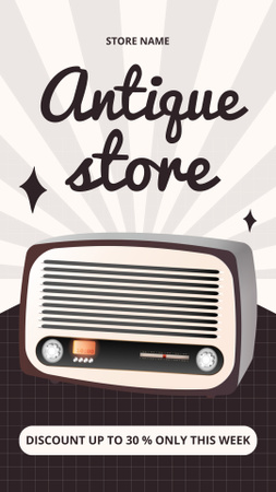 Retro Radio With Discounts Offer In Antique Shop Instagram Story Design Template