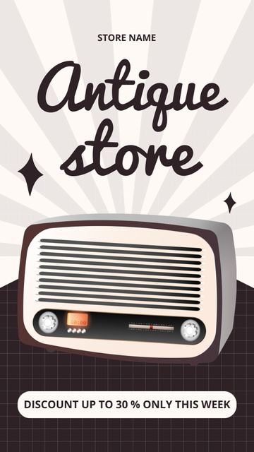 Retro Radio With Discounts Offer In Antique Shop Instagram Story Šablona návrhu