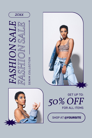 Fashion Offer on Grey Collage Pinterest Design Template