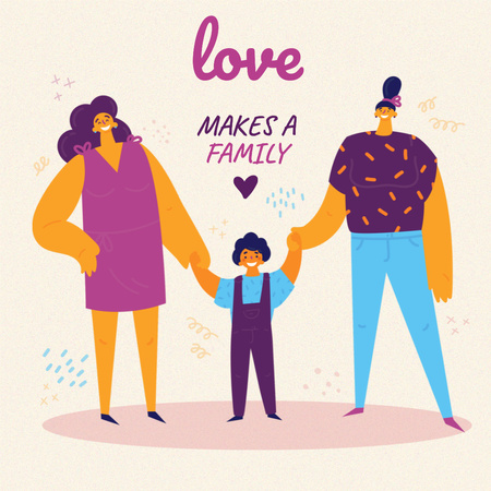 Ontwerpsjabloon van Instagram van Family Day Inspiration with LGBT Parents and Child