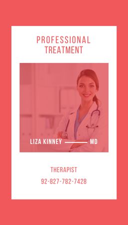 Szablon projektu Therapist Servis Offer with Attractive Woman Doctor Business Card US Vertical
