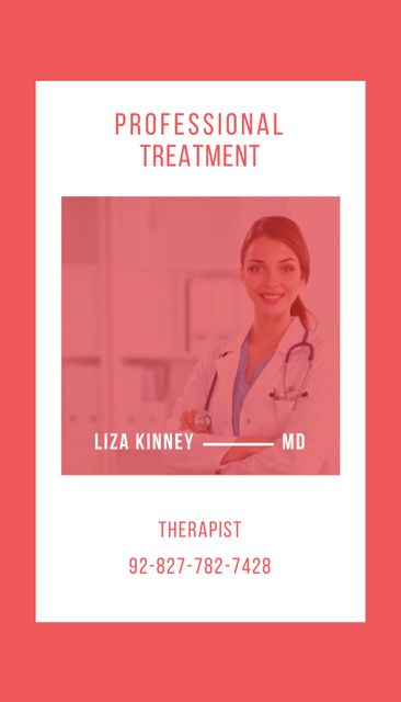 Professional Therapist Services Offer In Red Business Card US Vertical – шаблон для дизайна