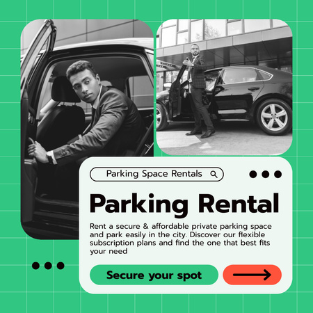 Tarjous parkkipaikkojen vuokrauksesta Instagram Design Template