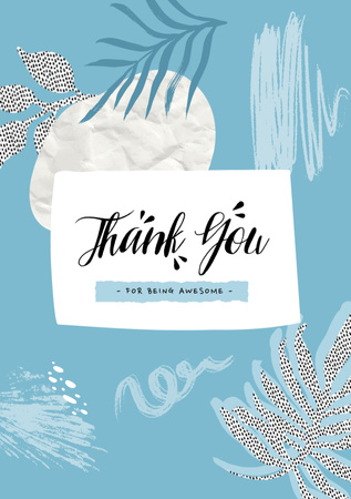 Thankful Phrase with Creative Leaves Illustration Postcard A5 Vertical Design Template