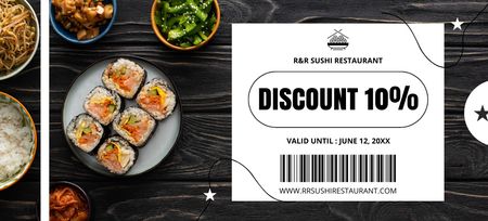 Sushi Set Discount Voucher Coupon 3.75x8.25in Design Template