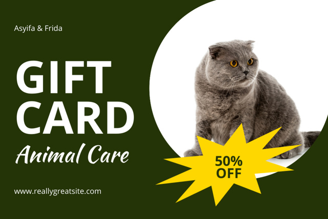 Animal Care Goods Sale Gift Certificate tervezősablon