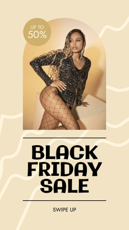 Black Friday Sale with Gorgeous Stylish Woman Instagram Story Design Template