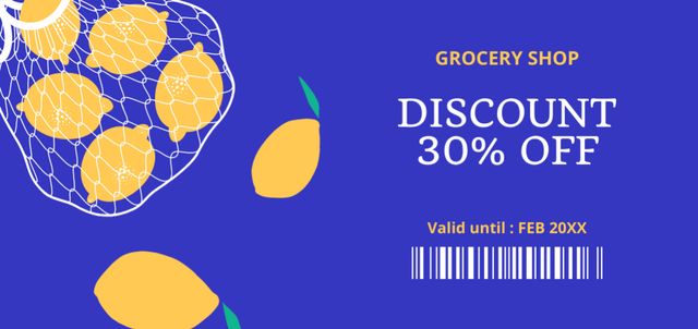 Grocery Store Promotion with Lemons Coupon Din Large Modelo de Design
