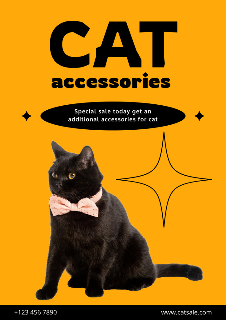 Cat Accessories Store Poster Design Template