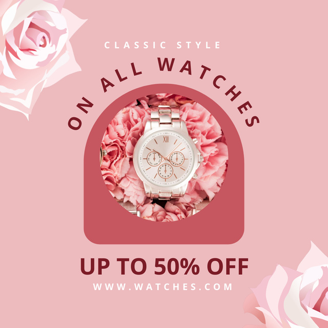 Discount Offer on Female Watches Instagram Design Template