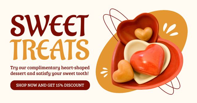 Sweet Treats on Valentine's Day Facebook AD Modelo de Design