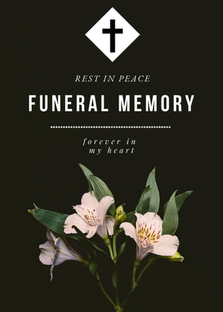 Sympathy Phrase with Flowers Bouquet on Black Flayer Design Template