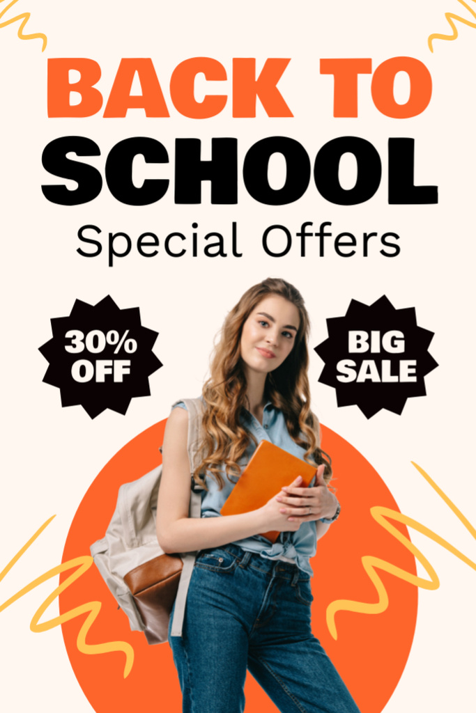 Big Sale Special Offer with Student Girl Tumblrデザインテンプレート