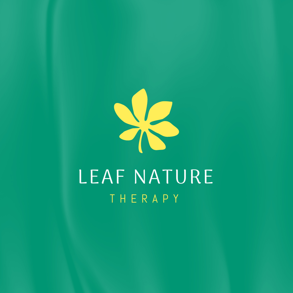 Natural Beauty Therapy Ad with Yellow Leaf Logo Šablona návrhu