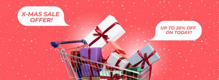 Christmas Gifts Shopping Pink Facebook cover Design Template